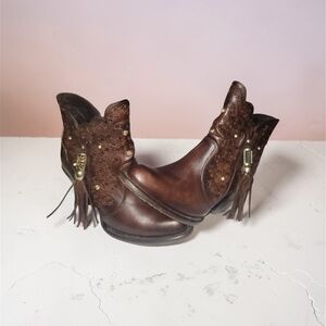 Elegant Brown Leather Ankle Boots